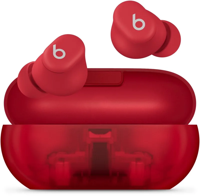 Solo Buds Draadloze Oortjes - Bluetooth In-ear Oordopjes - Transparent Red van Beats in Rood – productfoto