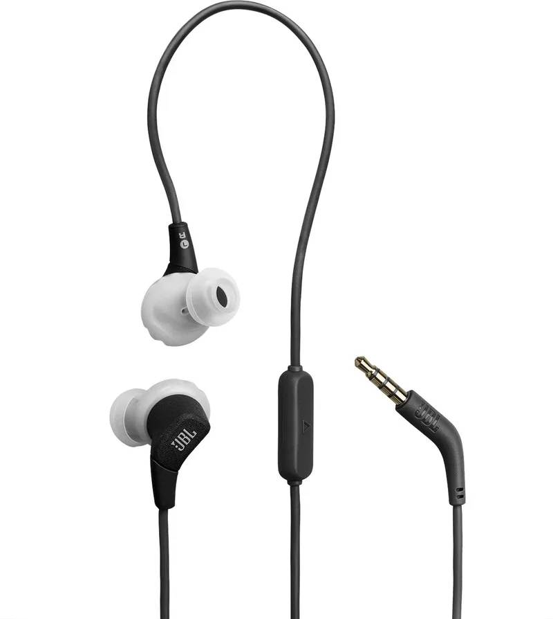 Endurance Run 3 - Bedrade Sport Oordopjes - In-ear met FlipHook & TwistLock - Oortjes - 3.5 mm Koptelefoon Aansluiting - IP65 - Hardlopen & Fitness by JBL in Black – product photo