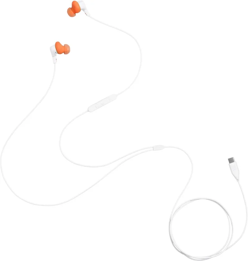 Endurance Run 3 USB-C - Sport Oordopjes voor iPhone 15, 16 & 17 - Bedrade In-ear met FlipHook - USB-C Headset met Microfoon - IP65 Zweetbestendig - Hardlopen & Fitness de JBL en Blanc – photo produit