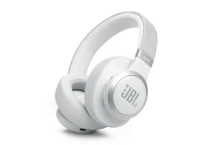 LIVE 770NC mit JBL Signature Sound und Surround Sound Over-Ear-Kopfhörer (Adaptive Noise-Cancelling, Multi-Point-Verbindung, Transparenzmodus, Alexa, Google Assistant, Kabelloser Over-Ear-Kopfhörer mit True Adaptive Noise Cancelling) fra JBL i Hvid – produktbillede