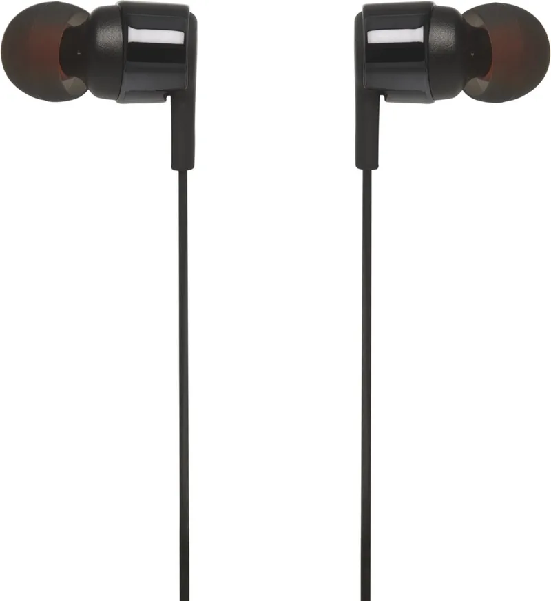 Tune 210 - In-ear Oordopjes Bedraad - Oortjes met Microfoon - 3.5 mm Koptelefoon Aansluiting - Pure Bass Sound van JBL in Zwart – productfoto
