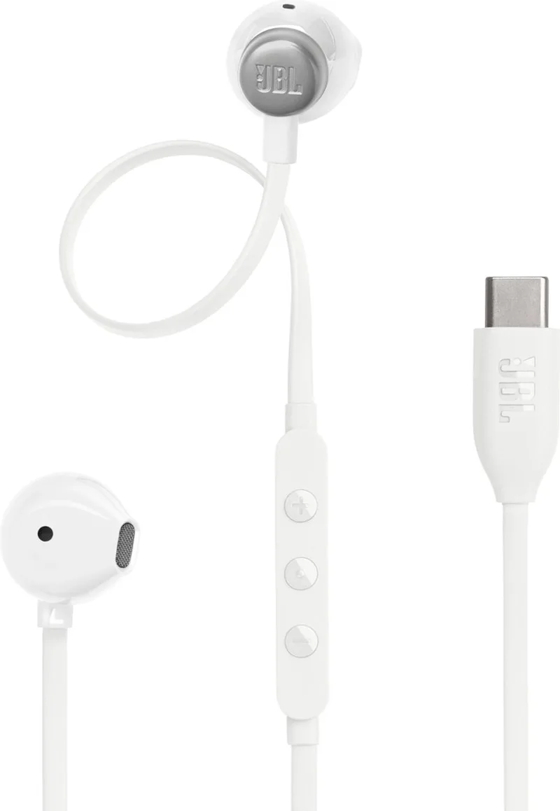 Tune 305C - USB-C Oordopjes voor iPhone 15, 16 & 17 - Bedrade In-ear met Microfoon - Oortjes Bedraad van JBL in Wit – productfoto