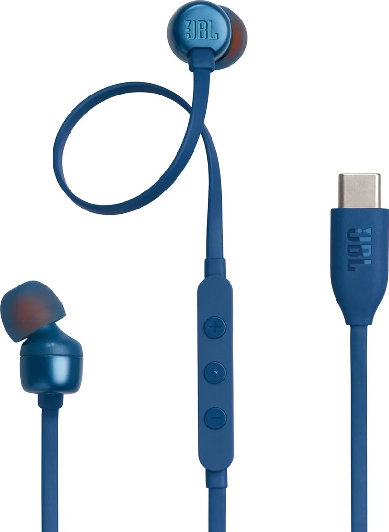 Tune 310C - USB-C Oordopjes voor iPhone 15, 16 & 17 - Bedrade In-ear met Microfoon - Oortjes Bedraad de JBL en Bleu – photo produit