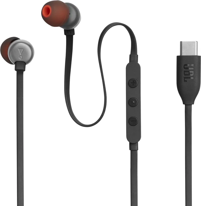 Tune 310C - USB-C Oordopjes voor iPhone 15, 16 & 17 - Bedrade In-ear met Microfoon - Oortjes Bedraad van JBL in Zwart – productfoto