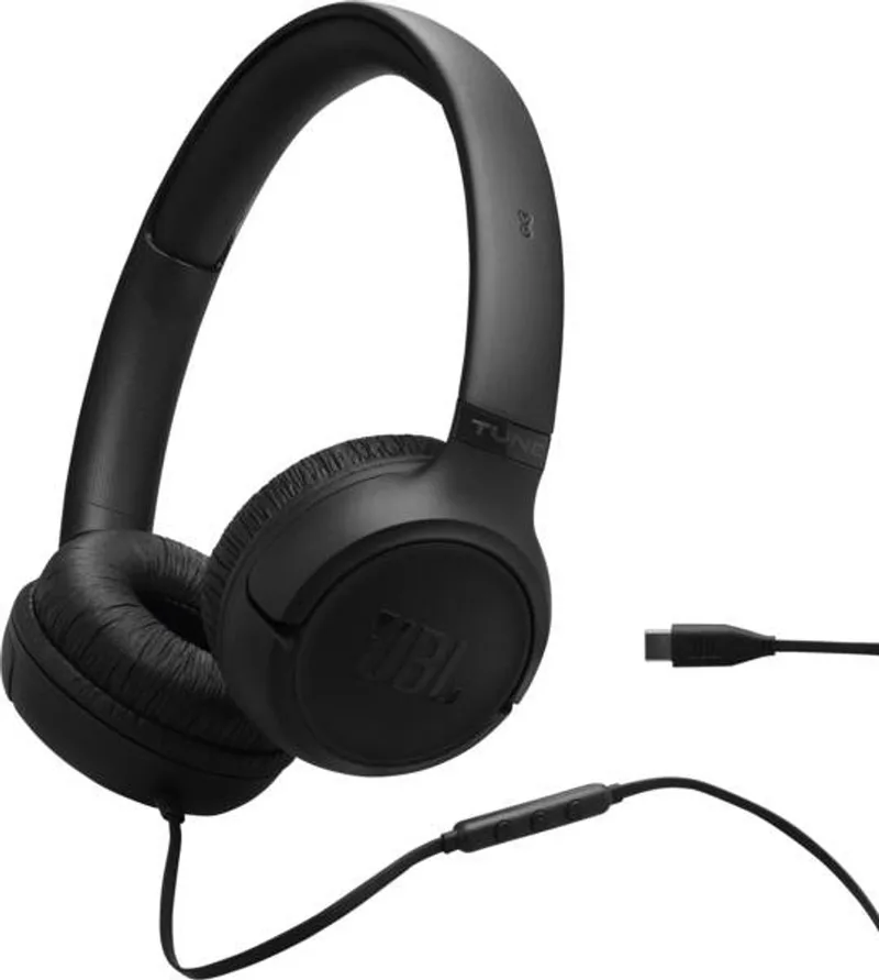 Tune 530 USB-C - USB C Koptelefoon - Bedrade On-ear Headset voor iPhone 15, 16 & 17 - Met Microfoon van JBL in Zwart – productfoto