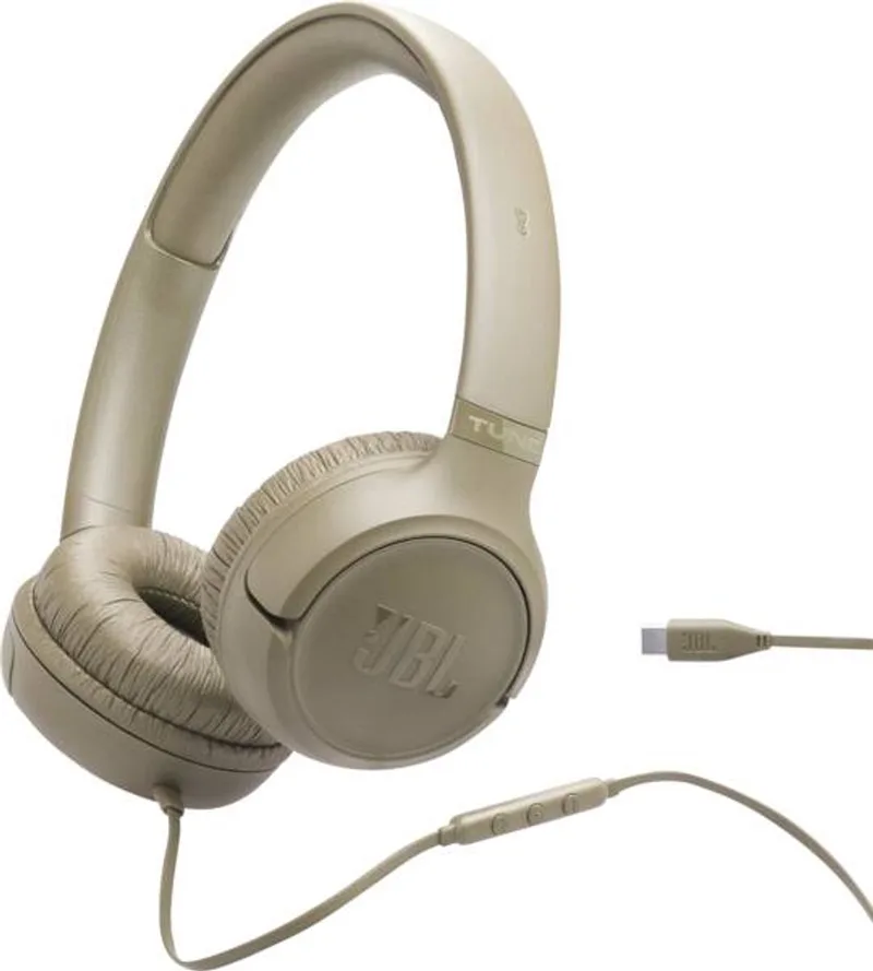 Tune 530 USB-C - USB C Koptelefoon - Bedrade On-ear Headset voor iPhone 15, 16 & 17 - Met Microfoon de JBL en Beige – photo produit