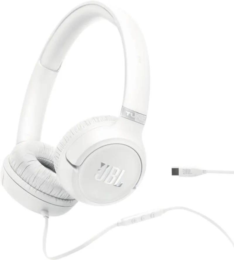 Tune 530 USB-C - USB C Koptelefoon - Bedrade On-ear Headset voor iPhone 15, 16 & 17 - Met Microfoon van JBL in Wit – productfoto