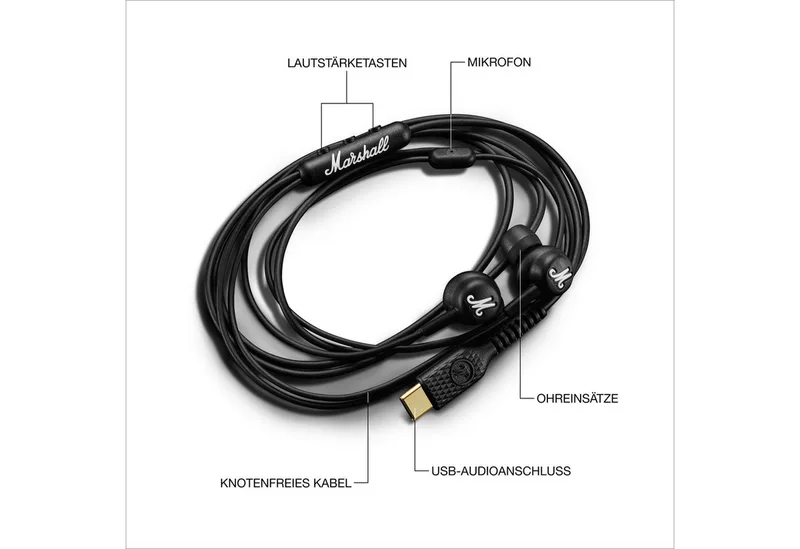 Mode USB-C In-Ear-Kopfhörer (integrierte Steuerung für Anrufe und Musik, USB-C-Anschluss) by Marshall in Black – product photo 2 of 5