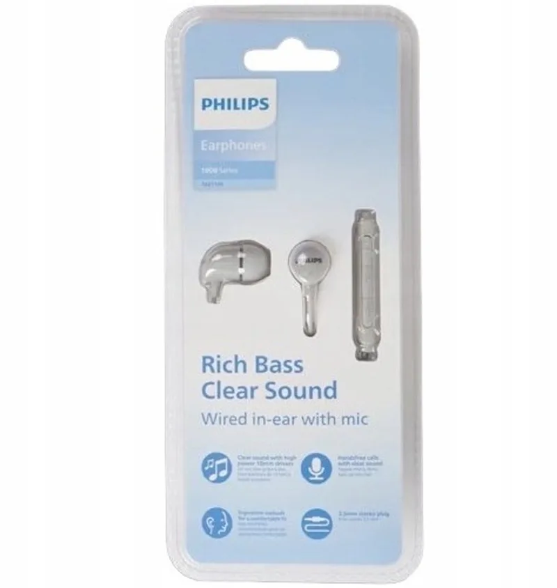 Oordopjes - Rijke Bas Helder Geluid Bedraad In-ear Met Microfoon van Philips in Lichtgrijs – productfoto
