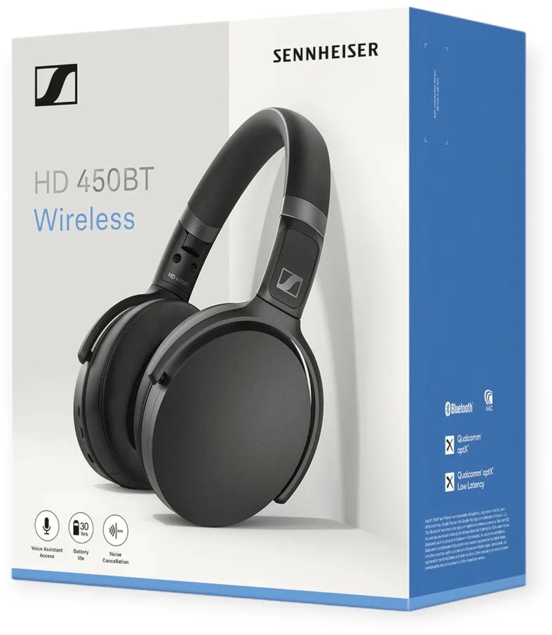 HD 450BT - Draadloze Koptelefoon met Noise Cancelling van Sennheiser in Zwart – productfoto 1 van 2