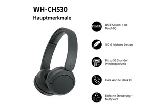 WH-CH530 Over-Ear-Kopfhörer (Freisprechfunktion, Multi-Point-Verbindung, integrierte Steuerung für Anrufe und Musik, Bluetooth) de Sony en Noir – photo produit 5 sur 5