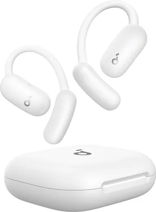 AeroFit 2 by Anker - Open-ear oordopjes - Niet-intrusief ontwerp - Verstelbaar comfort - Goede pasvorm - Rijke bas - Hi-res audio - 42 uur afspeeltijd - Bluetooth 5.4 - Draadloos opladen - IP55 - Open-ear earbuds van Soundcore in Wit – productfoto 1 van 2