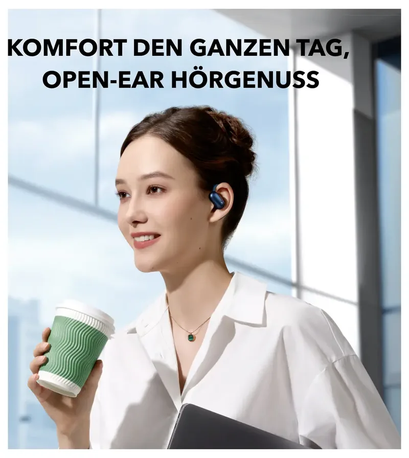 AeroFit 2 by Anker - Open-ear oordopjes - Niet-intrusief ontwerp - Verstelbaar comfort - Goede pasvorm - Rijke bas - Hi-res audio - 42 uur afspeeltijd - Bluetooth 5.4 - Draadloos opladen - IP55 - Open-ear earbuds van Soundcore in Blauw – productfoto 2 van 2