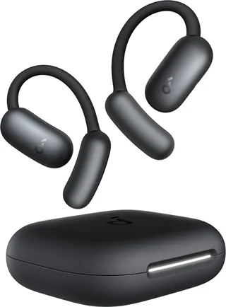 AeroFit 2 van Anker - Open-ear hoofdtelefoon - Aanpasbare oorhaak - Stevige grip - Diepe bas - Hi-Res draadloze audio - 42 uur speeltijd - Bluetooth 5.4 - Draadloos opladen - IP55 - Heldere oproepen van Soundcore in Zwart – productfoto 1 van 2