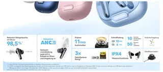 Liberty 4 Draadloze Oordopjes - Noise Cancelling Headset van Soundcore in Wit – productfoto 2 van 2