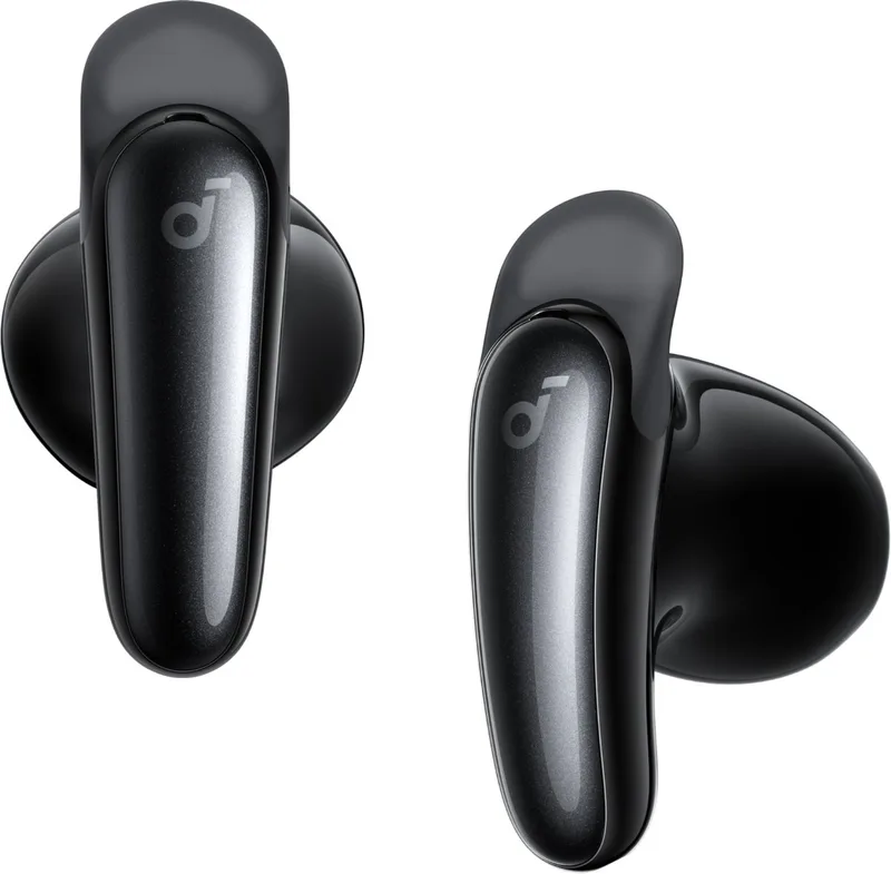 Liberty Buds by Anker - Semi-in-ear design met afneembare kleppen - Adaptieve ruisonderdrukking - Snel opladen - Draadloze bluetooth-hoofdtelefoon met vertaling - 30 uur batterijduur van Soundcore in Zwart – productfoto