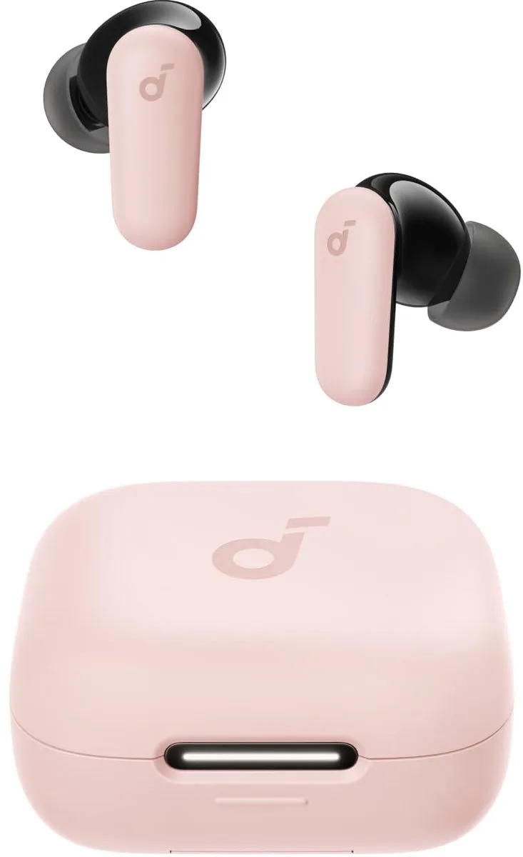 P30i by Anker Noise Cancelling Earbuds - Slimme noise cancelling - Krachtige bas - 45 uur speeltijd - 2-in-1 houder - IP54 - Draadloze oordopjes - Bluetooth 5.4 - App-bediening TD van Soundcore in Roze. – productfoto