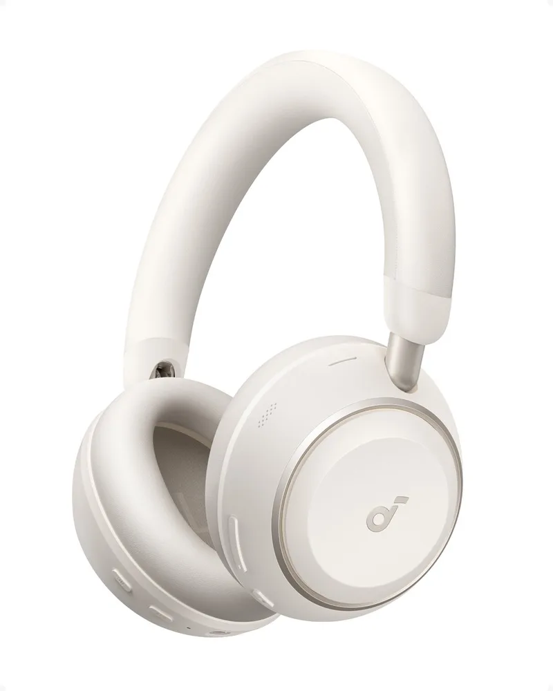 Space 2 by Anker - Active Noise Cancelling Koptelefoon - Comfortabele pasvorm - 50 uur speeltijd - LDAC Hi-Res Draadloze Audio - Dual connection - Heldere gesprekken - Bluetooth 6.1 - Nap Mode - Draagdetectie van Soundcore in Wit – productfoto