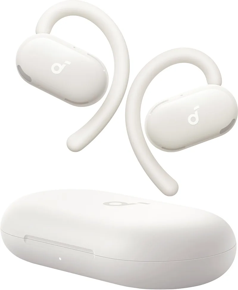 V20i open-ear koptelefoon by Anker - Verstelbare oorhaken - Comfortabel - Stevige grip - Sterke bas - Ruisvrije telefoongesprekken - IP55 - Led - 36 uur speeltijd - Bluetooth 5.4 oordopjes - Multipoint verbinding van Soundcore in Wit – productfoto