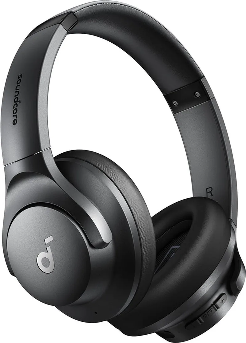 van Anker Q20i - Hoofdtelefoon met hybride actieve ruisonderdrukking - Bluetoothoordoppen - Speelduur van 40 u - Hi-Res Audio - Veel bas - Appinstellingen - Transparantiemodus - Ideaal voor op reis van Soundcore in Zwart – productfoto