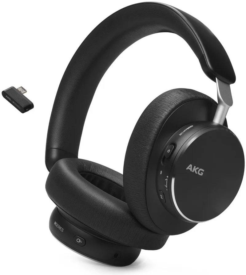 N9 Hybrid Zwart - Draadloze over-ear koptelefoon - True Adaptive Noise Cancelling - Hi-Res Audio - 2.4GHz USB-C Dongle - Bluetooth 5.3 - Zoom-gecertificeerd - Spatial Audio - 100 uur batterijduur van AKG in Zwart – productfoto 1 van 2
