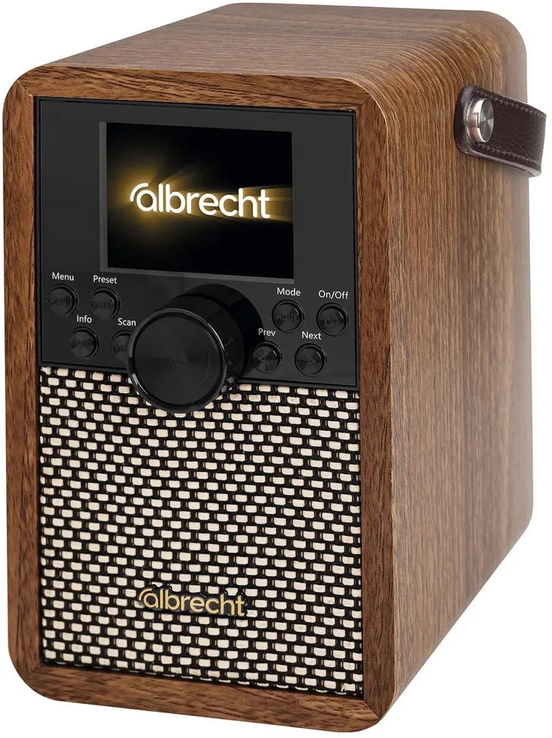 Albrecht DR 710 digitale radio, draagbaar FM, DAB+, muziekstreaming en ASA-waarschuwingsberichten van Albrecht Audio in Bruin – productfoto