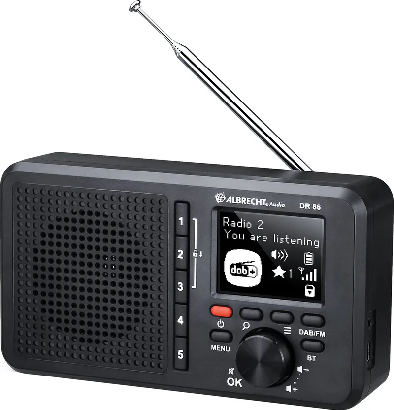 Albrecht DR 86 - Radio - DAB+ - FM - Seniorenradio - Muziekstreaming - Geïntegreerde 2200mAh-batterij van Albrecht Audio in Zwart – productfoto