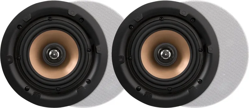 HPRO525 5,25 inch inbouw/plafond luidsprekers 10-100 Watt, voor thuis, badkamer, keuken, kantoor, HiFi, met draaibare tweeter, alu conus, sjabloon voor installatie, rond, 200x80mm, <50m² by Artsound in White – product photo