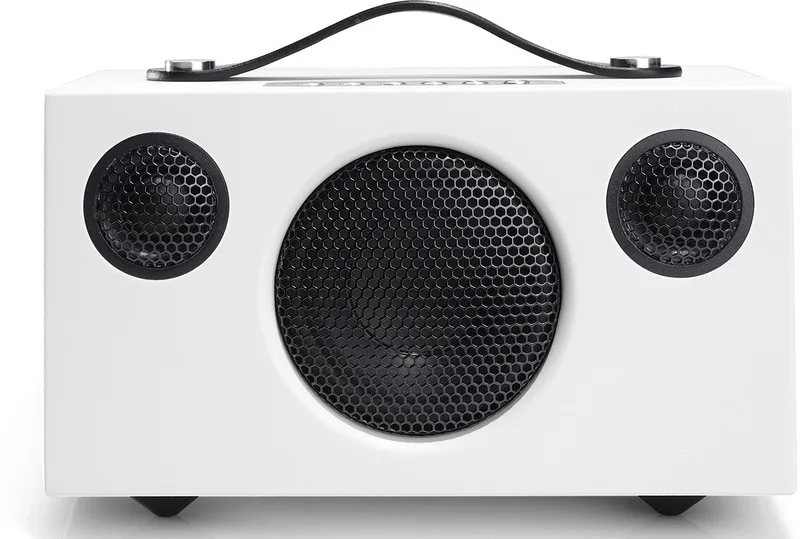 T3+ Draagbare Bluetooth Luidspreker – 2×5W + 15W Klasse D – 3,5” Woofer & 2 Textieldome Tweeters – Frequentiebereik 70 Hz – 20 kHz – Compact & Draagbaar by Audio Pro in White – product photo