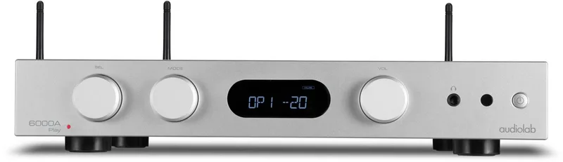 Audiolab 6000A Play Geïntegreerde Versterker met Streamer – Bluetooth – Multiroom – ES9018 DAC van Audiolab in Zilver – productfoto