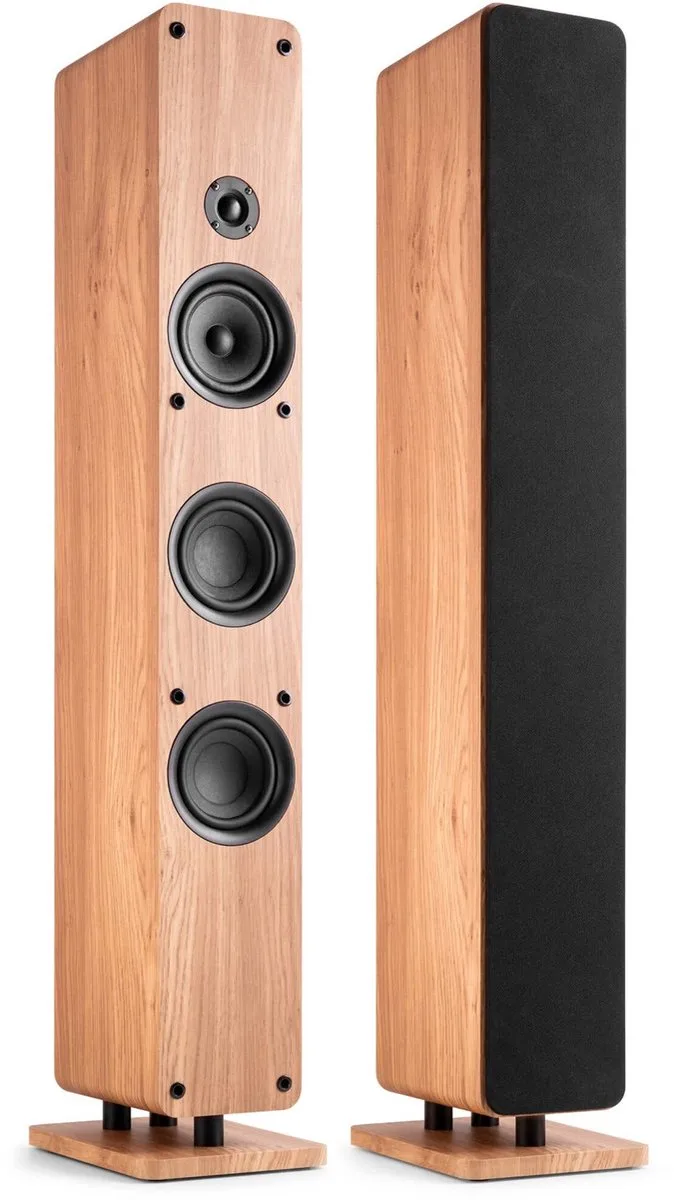 Arco HiFi set - Stereo set met passieve en actieve speaker - 320W - Houtlook van Audizio in Lichtbruin – productfoto