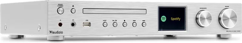 Bolzano Internetradio met DAB+ en FM - Met CD speler, Bluetooth en Spotify Connect van Audizio in Zilver – productfoto