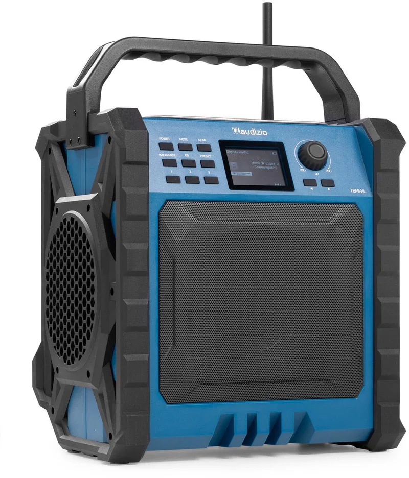 Jobsite XL bouwradio - Met Bluetooth, FM en DAB+ radio - Bouwradio met accu - IP54 - 200W van Audizio in Blauw XL – productfoto