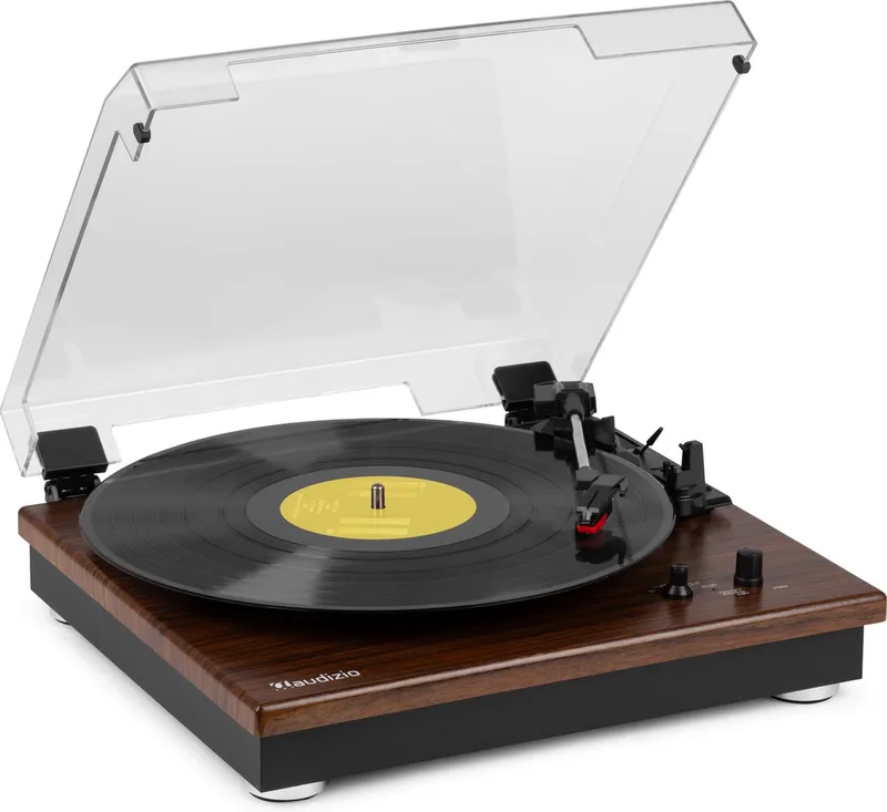 Platenspeler met Bluetooth IN/OUT en Ingebouwde Speakers RP112D fra Audizio i Donkerbruin – produktbillede