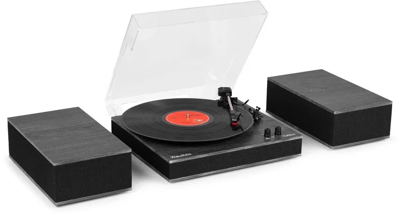 Platenspeler met speakers Tupelo van Audizio in Zwart – productfoto