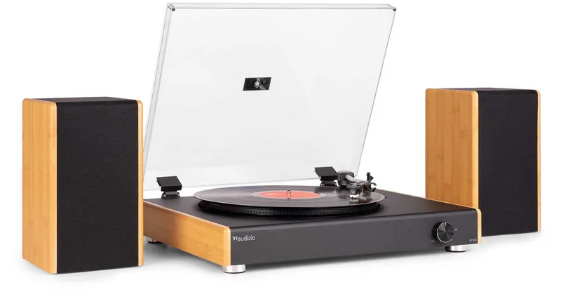 Retro Platenspeler RP335BB van Audizio in Bamboe – productfoto