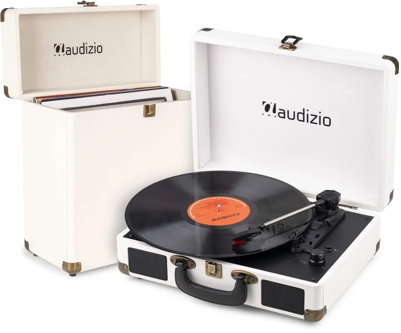 Retro platenspeler met platenkoffer RP116CR van Audizio in Crème – productfoto