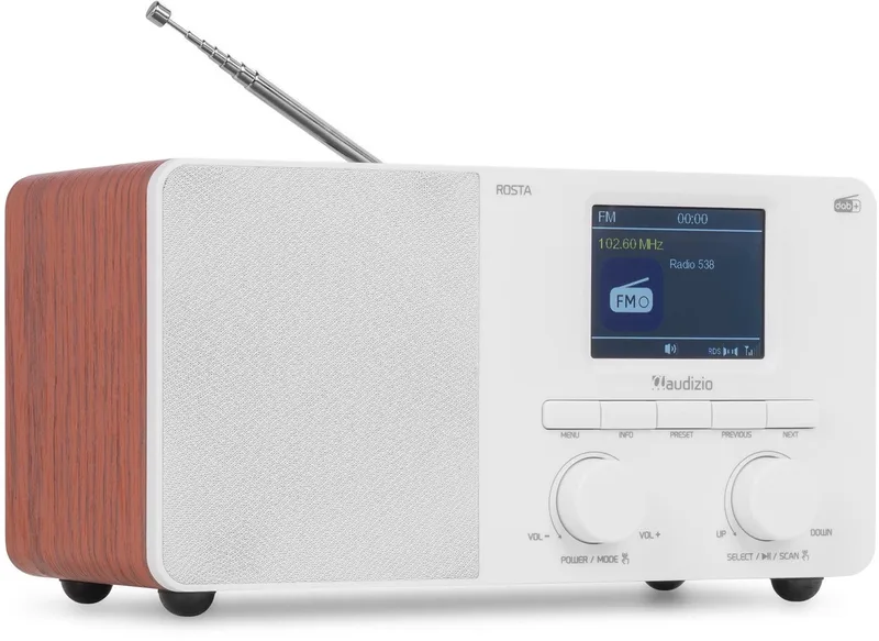 Rosta DAB radio - Digitale radio met Bluetooth - 40W by Audizio in White – product photo