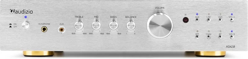 Stereo versterker AD420A van Audizio in Zilver – productfoto