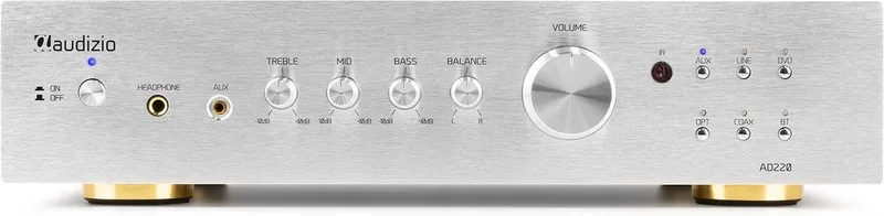 Stereo versterker AD220A van Audizio in Zilver – productfoto