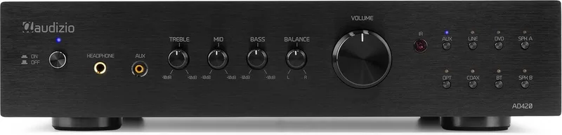 Stereo versterker AD420B van Audizio in Zwart – productfoto