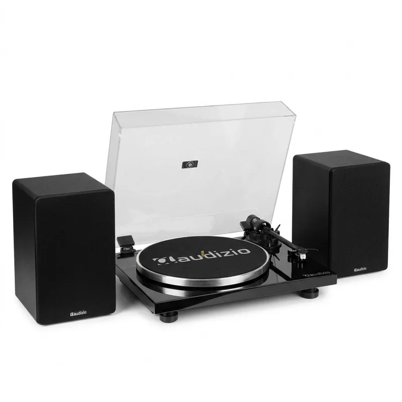Toledo premium platenspeler HiFi set met 2 boekenplank speakers - Bluetooth - 80W van Audizio in Toledo + speakers – productfoto