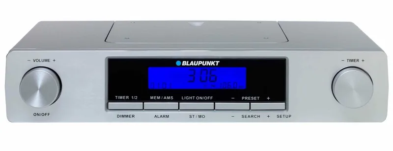 keukenradio, 2x timer, klok met alarm, LCD display, KR12SL fra Blaupunkt i Sølv – produktbillede