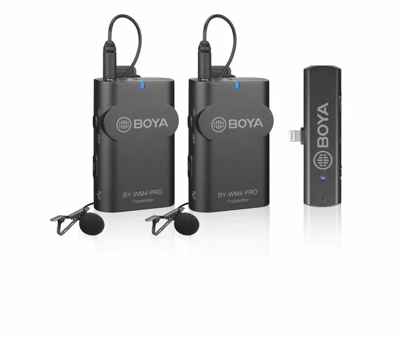 Boya 2.4 GHz Duo Lavalier Microfoon Draadloos BY-WM4 Pro-K4 voor iOS van Boya in Zwart – productfoto