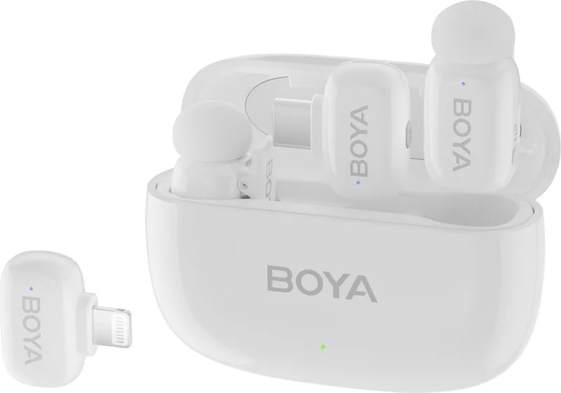 Mini-13 2.4 GHz Ultra Mini Wireless Microphone White (2TX+2RX) van Boya in Wit – productfoto