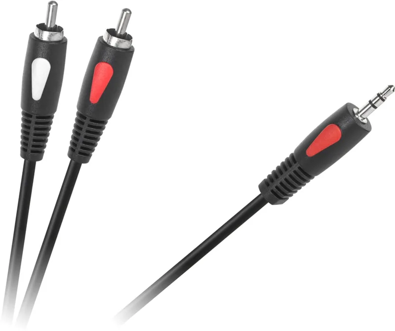 Eco-Line - Audio Kabel - 5m - Jack 3,5mm - 2 RCA van Cabletech in Zwart – productfoto