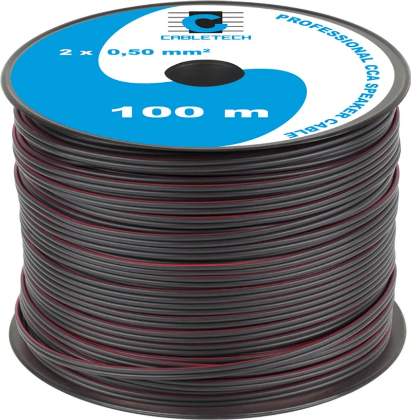 Serie - Speakerkabel - 2 x 0,5 mm² - 100 m van Cabletech in Zwart – productfoto