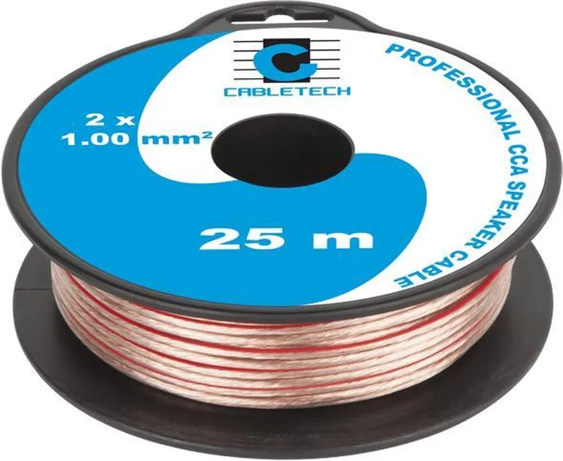 Speaker kabel luidsprekersnoer CCA 2x 1mm mini haspel 25 meter by Cabletech in Transparent – product photo