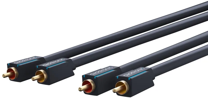 stereo-audiokabel 10 m met 2 RCA naar 2 RCA en OFC-geleider van Clicktronic in Zwart – productfoto