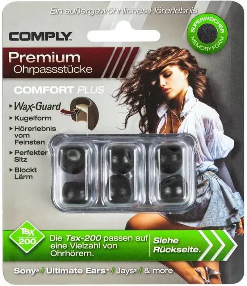 TSX-200 - size small - ear tips- schuim - per 3 paar van Comply in Zwart – productfoto
